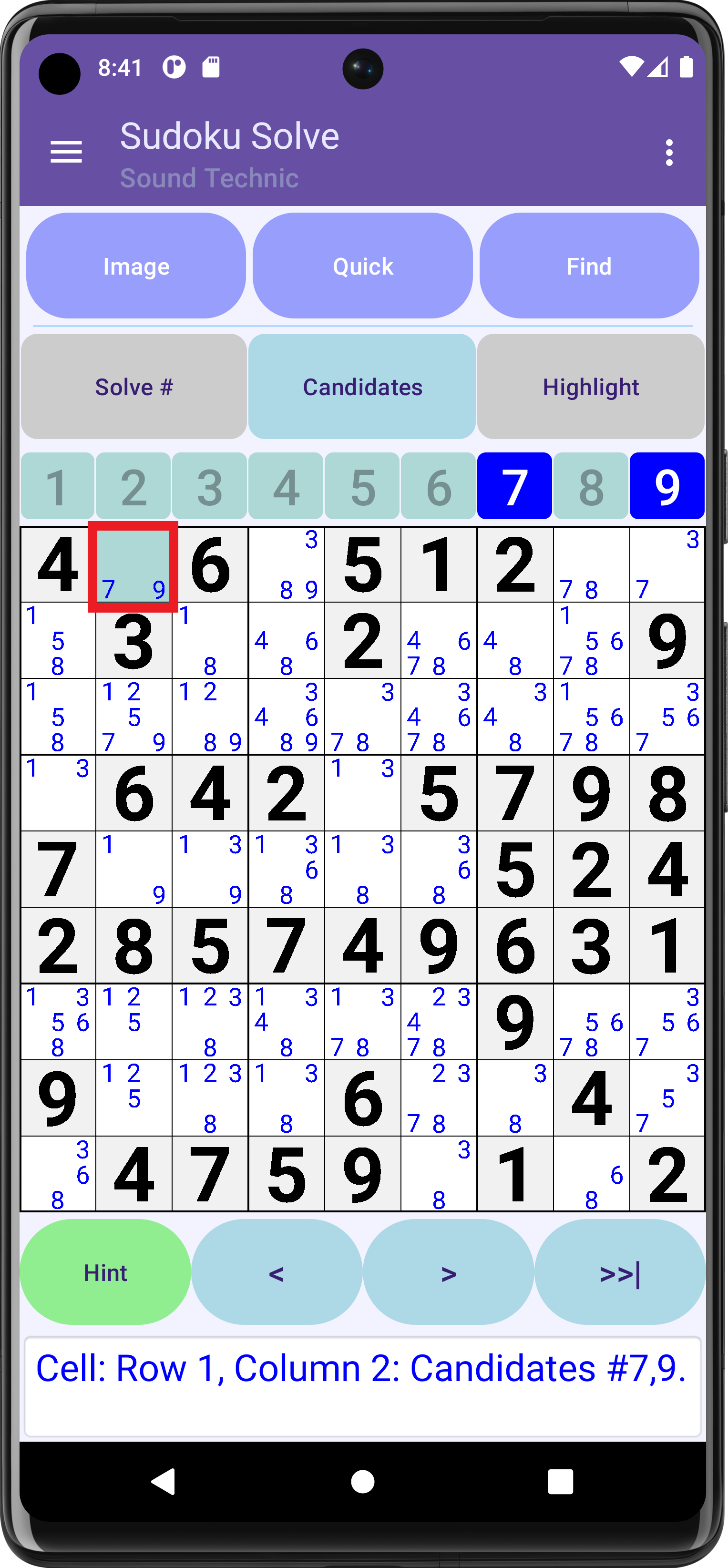 Algorithm: Candidates Row,Column,Block