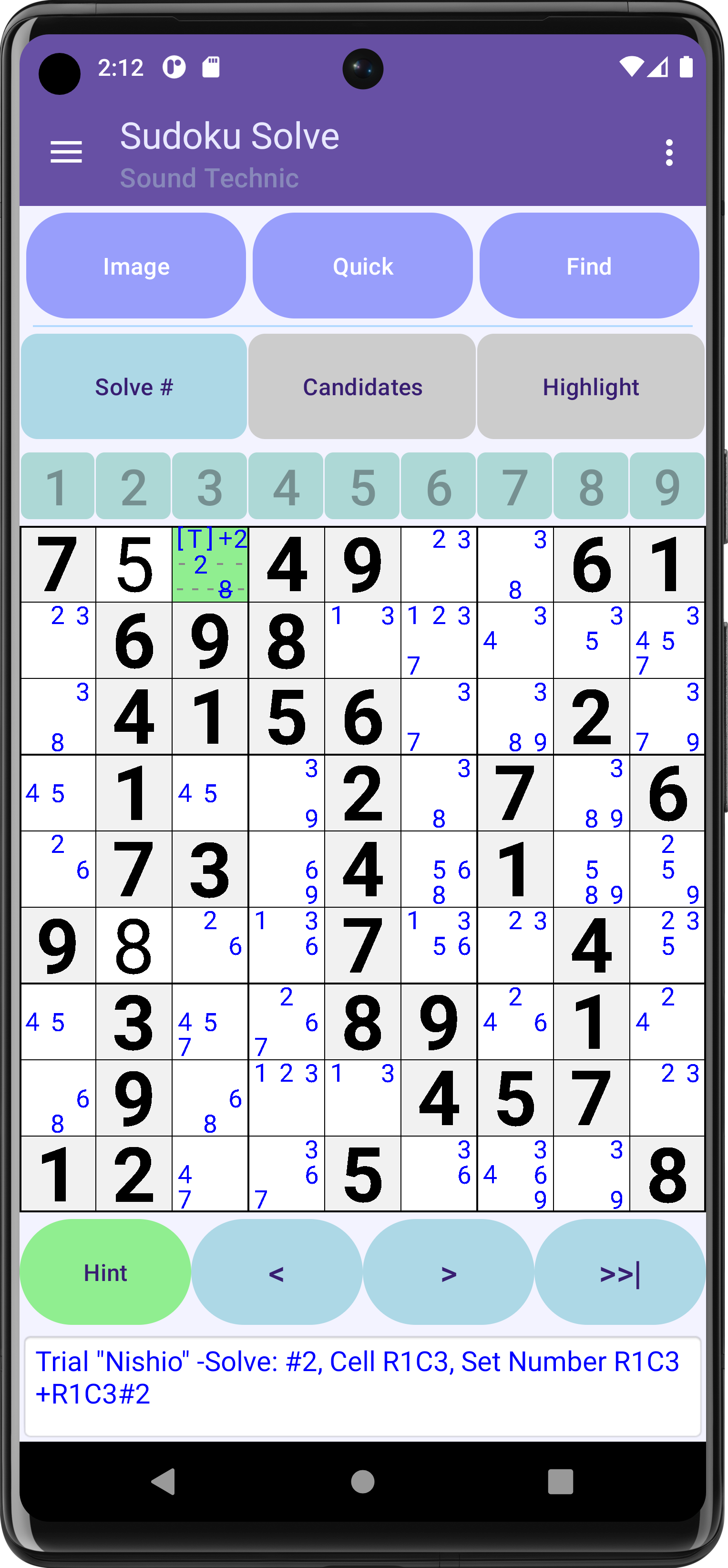 Algorithm: Trial Nishio -Solve