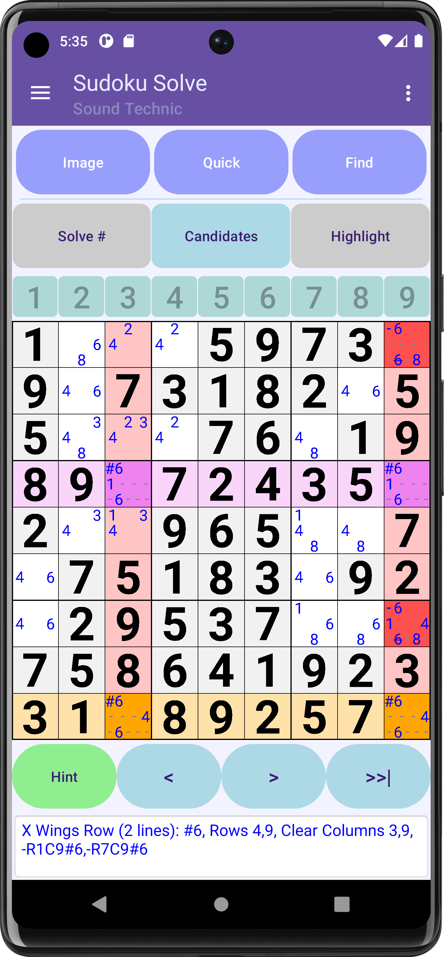 Algorithm: X-Wings -Rows, Clear Columns (2 lines)